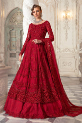 Crimson Majesty – Scarlet Embroidered Gown Ensemble